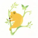 koala bear in tree with hummingbird perched next to it tattoo design idea