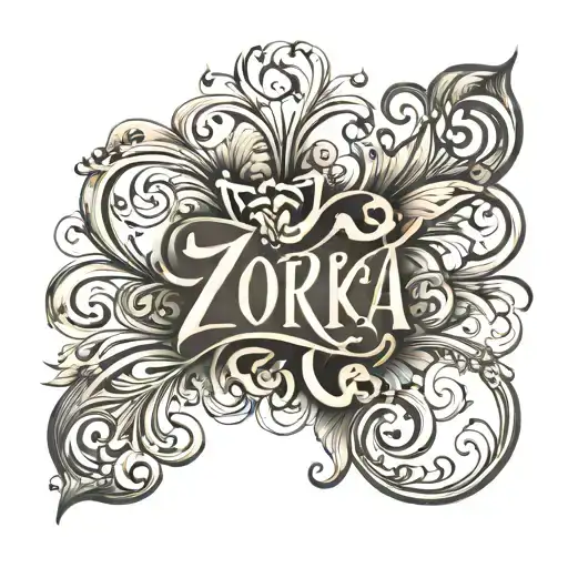 name zorica with fancy latters tatto with shadows  tattoo design idea