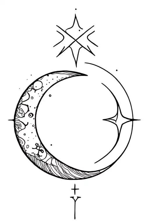 Pisces star and moon, Scorpio Rising tattoo design idea