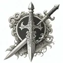 king arthur's sword excalibur in the ground tattoo design idea
