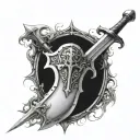 king arthur's sword excalibur in the ground tattoo design idea