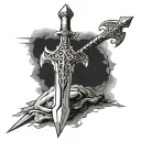 king arthur's sword excalibur in the ground tattoo design idea
