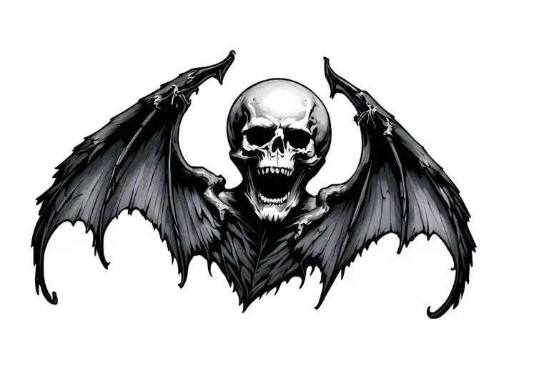 deathbat image skull wings spread wide tattoo design idea