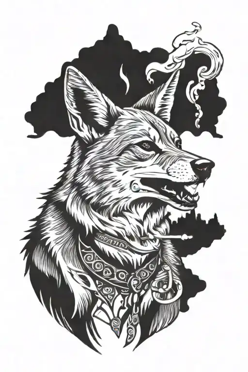 coyote smoking a cigarette Coyote Smoking Cigarette Y6X4vPosiswsqvqHEhi711 Blackwork Tattoo