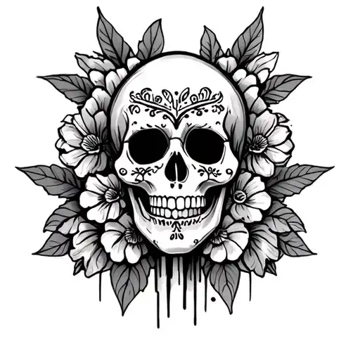 calaveras and mexican culture tattoo design idea