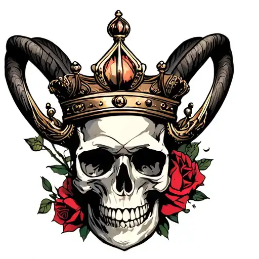 Crown aries skull tattoo design idea