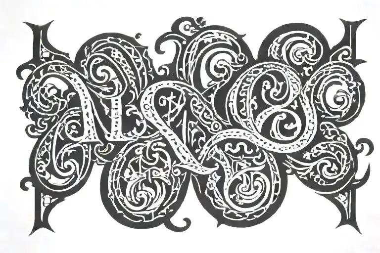 ambigram of Nicholas and Whitaker  tattoo design idea