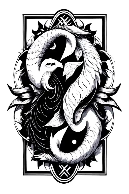 Taurus and pisces zodiac sign tattoo design idea