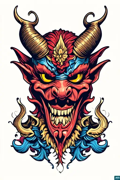 demon mask tattoo design idea