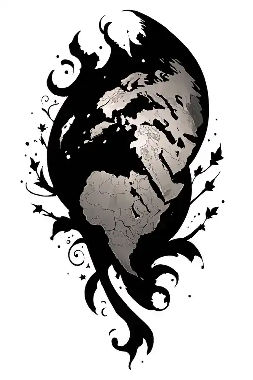 world travel tattoo design idea