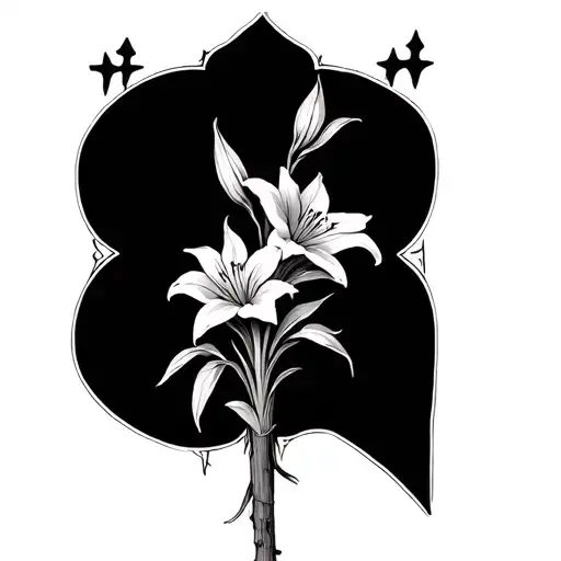 The wooden staff of saint Joseph sprouted with lilies at the top.  tattoo design idea