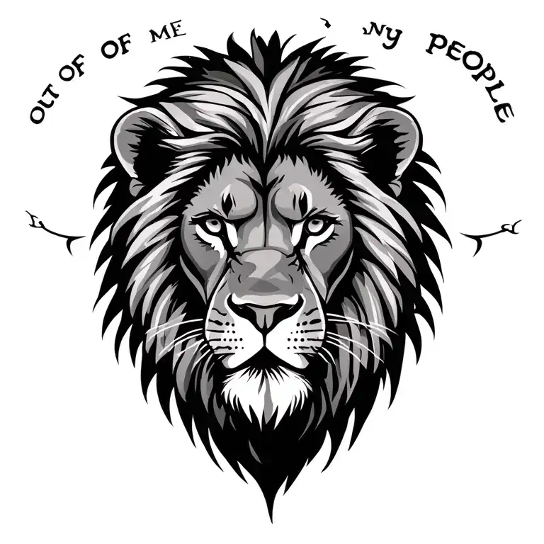"out of one many people" carribean lion surrounded tattoo design idea