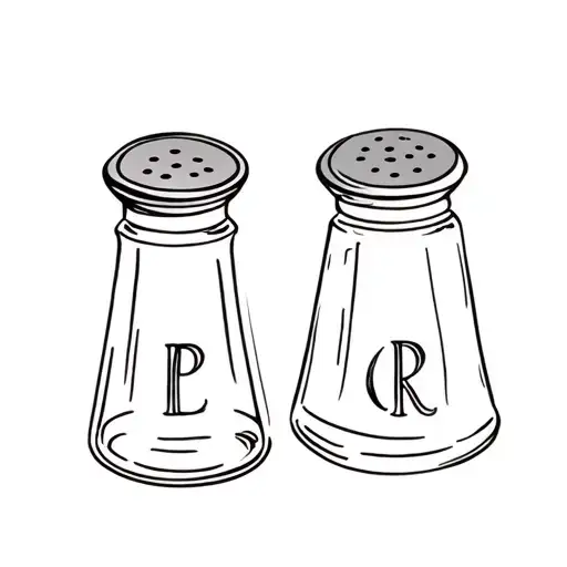 salt and pepper shaker with the initials intertwined tattoo design idea