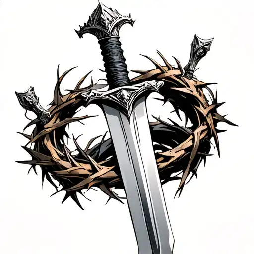 Sword With Crown Of Thorns tattoo design idea