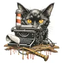 stephen king, typewriter, axe, it, black cat, lighthouse, tattoo design idea