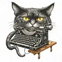 stephen king, typewriter, axe, it, black cat, lighthouse, tattoo design idea