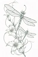 dragonfly's with lilies and vines growing tattoo design idea