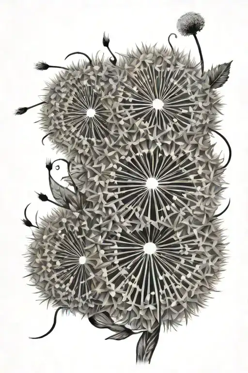 dandelion transforming tattoo design idea
