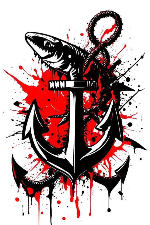 anchor and sharks tattoo design idea