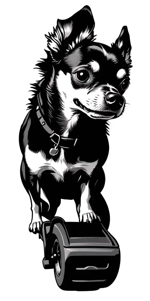 chihuahua driving jeep tattoo design idea
