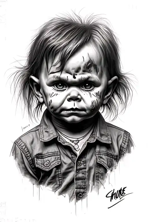 chucky detailed sketch tattoo design idea
