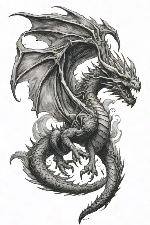 dragon flying tattoo design idea