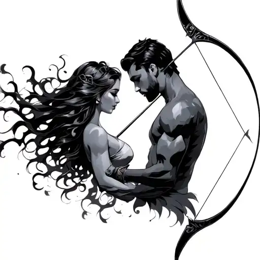 Bow And Arrow Couple tattoo design idea