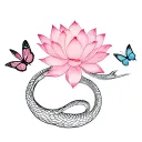 little snake / lotus / butterfly tattoo design idea