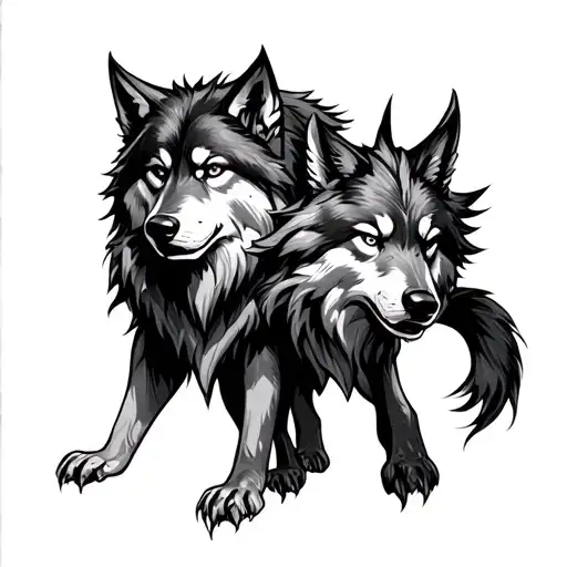 fyr and fenrir viking norse wolf tattoo design idea