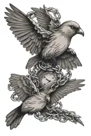chain broken birds flying away tattoo design idea