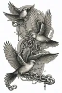chain broken birds flying away tattoo design idea