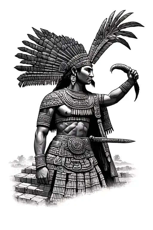 Mayan warrior chichen itza tattoo design idea