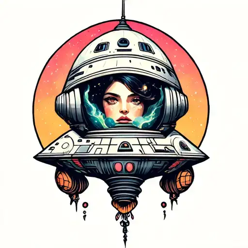 mother spaceship tattoo design idea