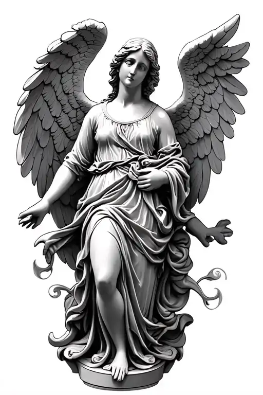 Angel statue tattoo design idea