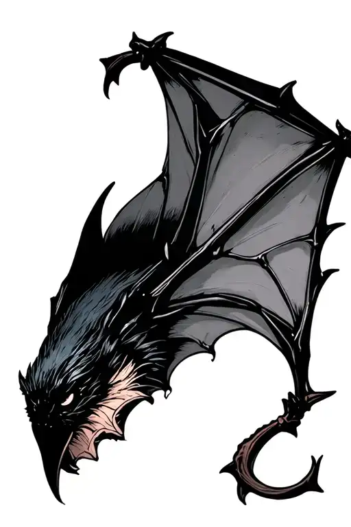 hanging bat tattoo design idea