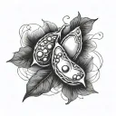 2 peas in a pod one line tattoo design idea