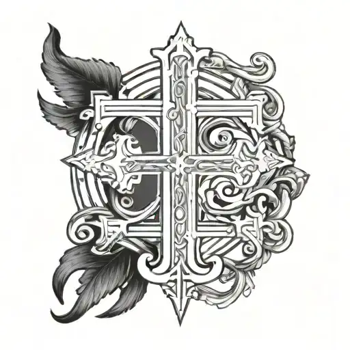 Alpha and Omega with Latin cross tattoo tattoo design idea