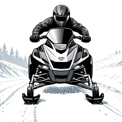 snowmobile and track winding tattoo design idea