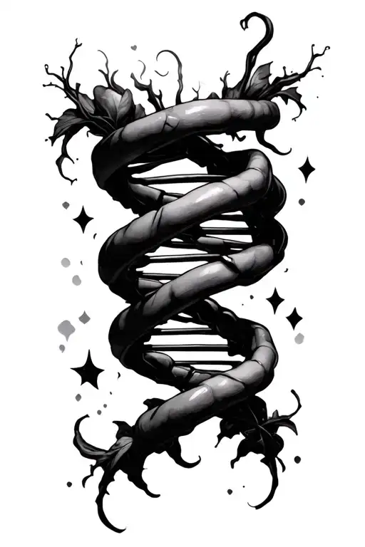 Gehirn, DNA, Herz. Overthinking/Growing Tattoo tattoo design idea