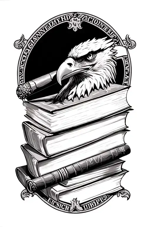 eagle cigar whiskey books tattoo design idea