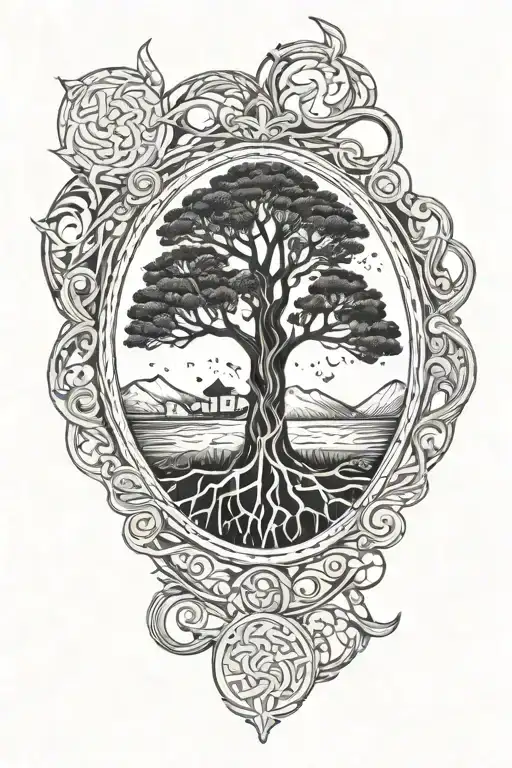 Road visor, Yggdrasil, Hugin, Mugin tattoo design idea