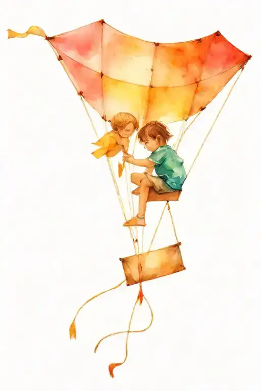 A kite and a little boy sitting tattoo design idea