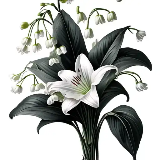 lily of the valley bouquet blooms and buds tattoo design idea