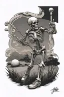 skeleton playing golf tattoo design idea