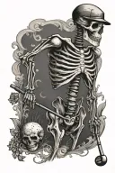 skeleton playing golf tattoo design idea