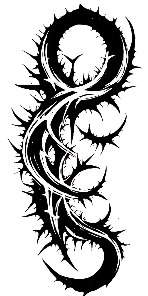 Raw Blackwork Chaotic Bold Strokes Flow Brutalist Dark Abstract Lettering Thorns Cyber Sigilism Expressive  tattoo design idea