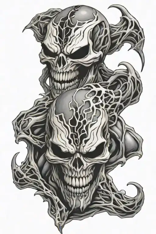 eddie brock and venom 2 face morphing skull tattoo design idea