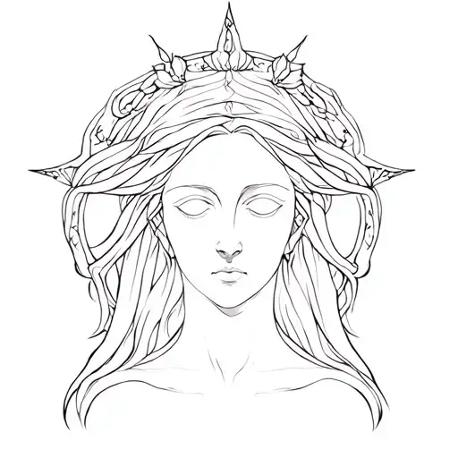 Hecate goddess outline simple tattoo design idea