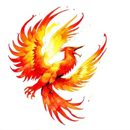 Phoenix rising from flames tattoo design idea
