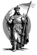 King Cyrus the Great holds the Charter of Human Rights tattoo design idea